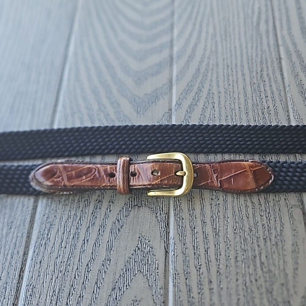 Brighton Crocodile Embossed Leather Braided Stretch belt Men's 40